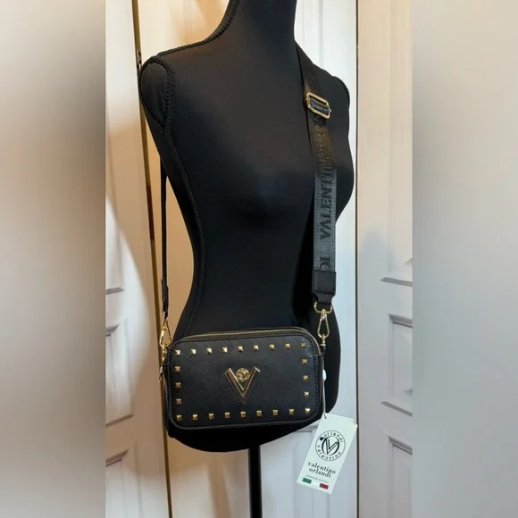 Valentino Orlandi Black and Gold Studded Crossbody Bag - Picture 2 of 13